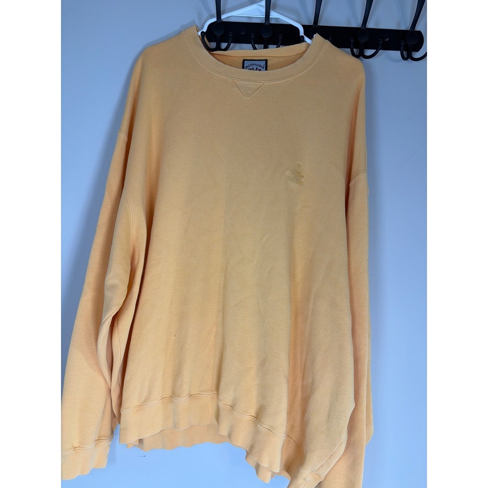 Faconnable Mens Peach Orange Cotton Ribbed Crewneck Sweatshirt XXL MF 976576